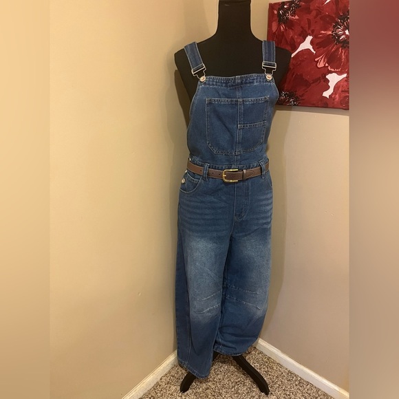 Sixty Thirty Vintage Blue Denim Overalls, Barrel Leg, size Large - Picture 7 of 10
